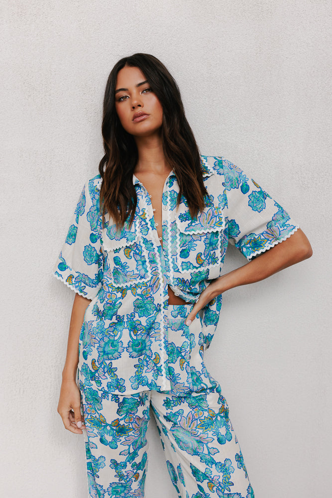 Sempre Pants - Cobalt Floral