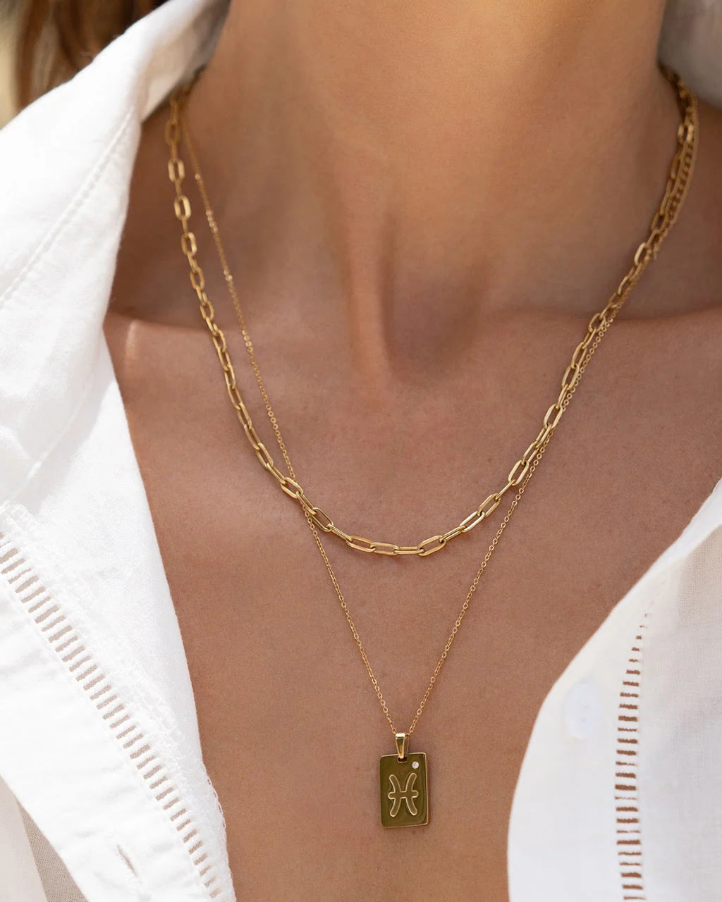 Zodiac Tag Necklace Gold