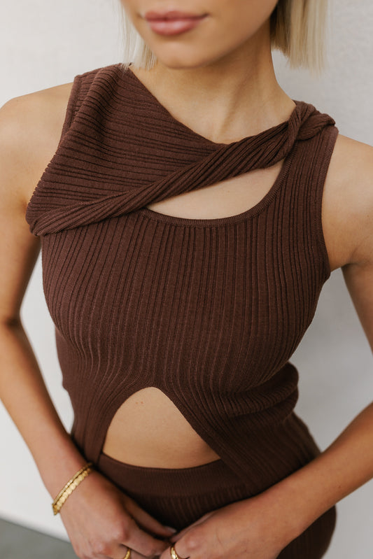 Hanna Maxi Skirt - Chocolate Brown Knit