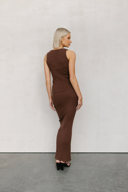 Hanna Maxi Skirt - Chocolate Brown Knit