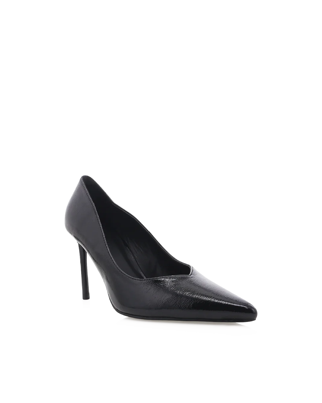 Fabiola Stiletto Heels - Black Crinkle Patent