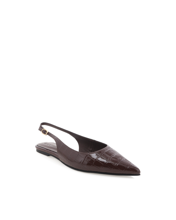 Henna Flats - Dark Chocolate Patent Croc
