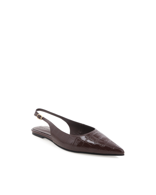 Henna Flats - Dark Chocolate Patent Croc