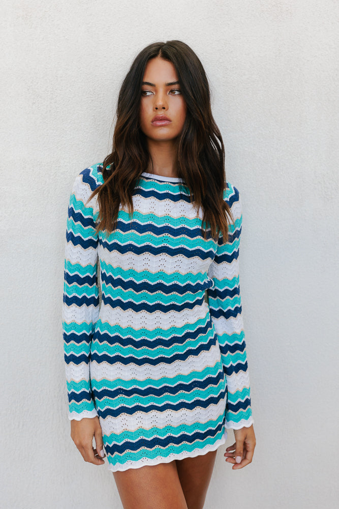 Finlee Mini Dress - Ocean Stripe