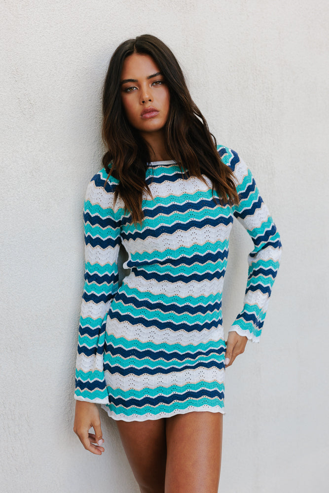 Finlee Mini Dress - Ocean Stripe