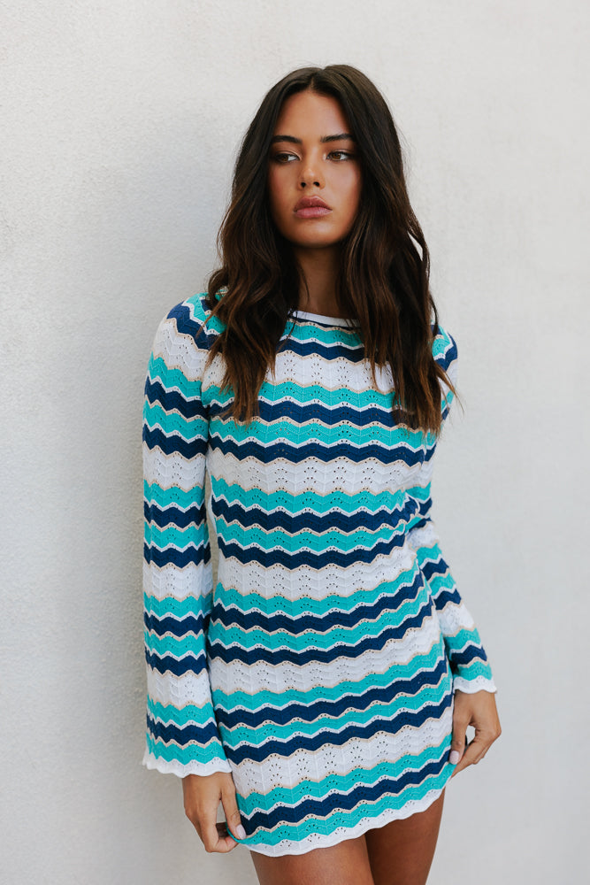 Finlee Mini Dress - Ocean Stripe