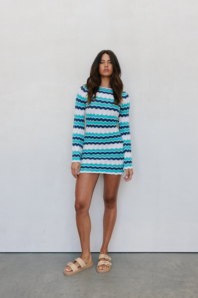 Finlee Mini Dress - Ocean Stripe