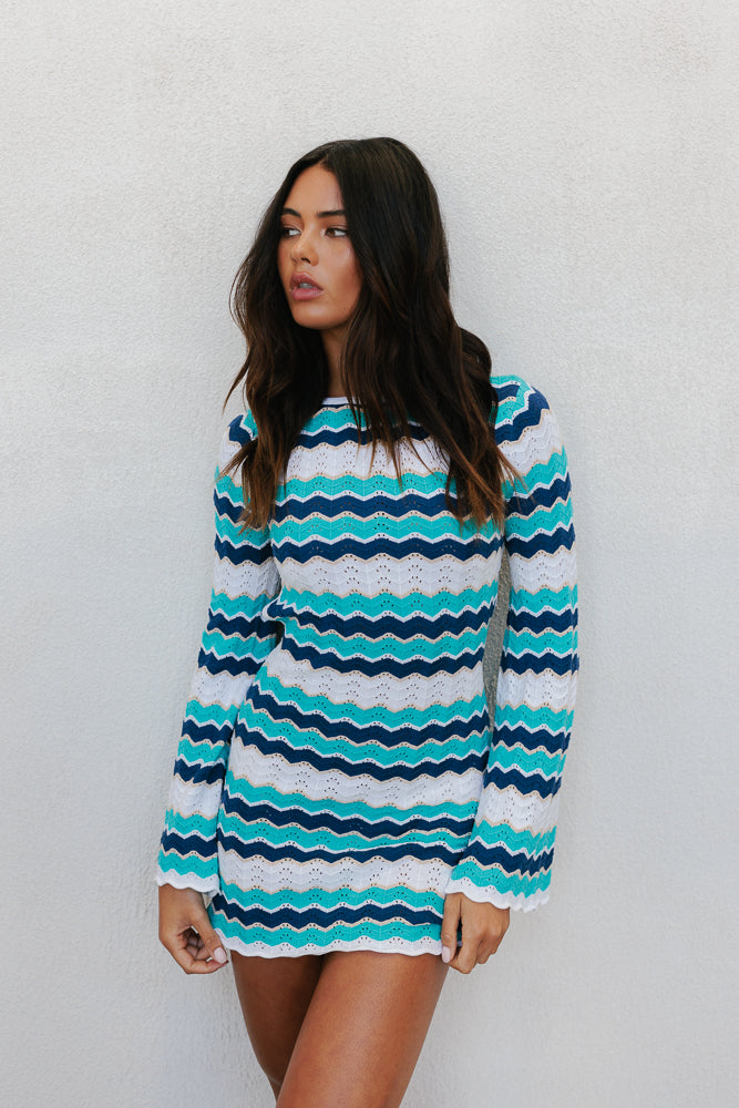 Finlee Mini Dress - Ocean Stripe