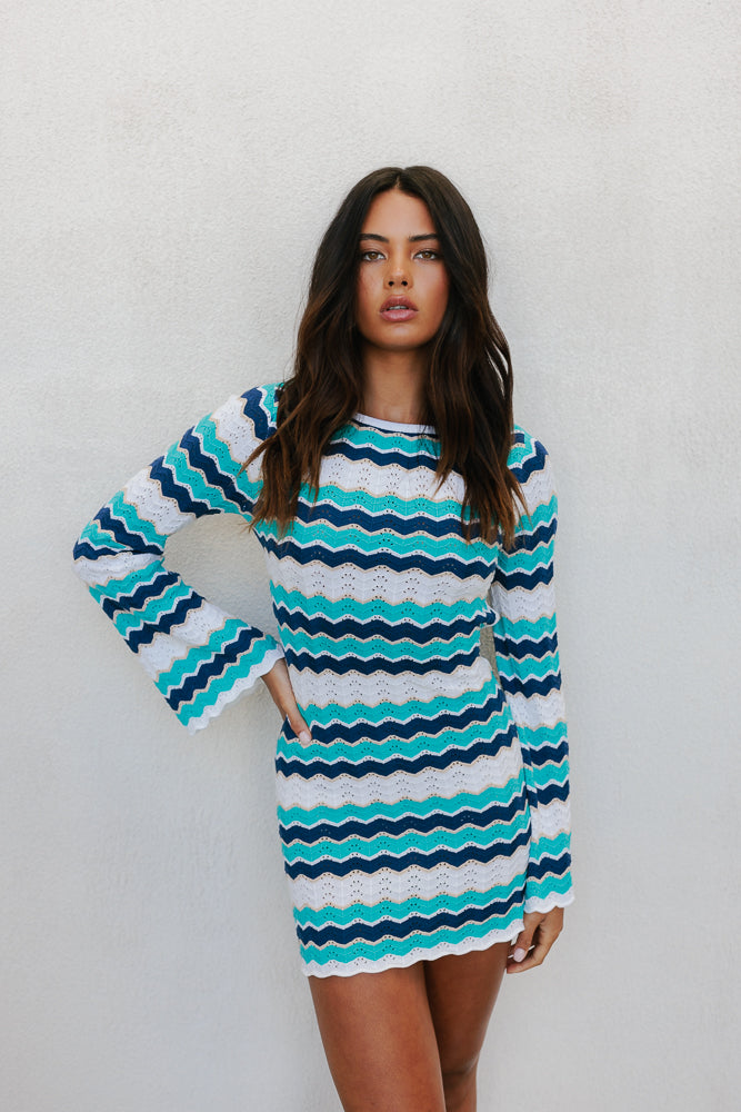 Finlee Mini Dress - Ocean Stripe