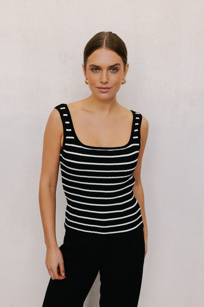 Flint Top - Black/Ivory Stripe