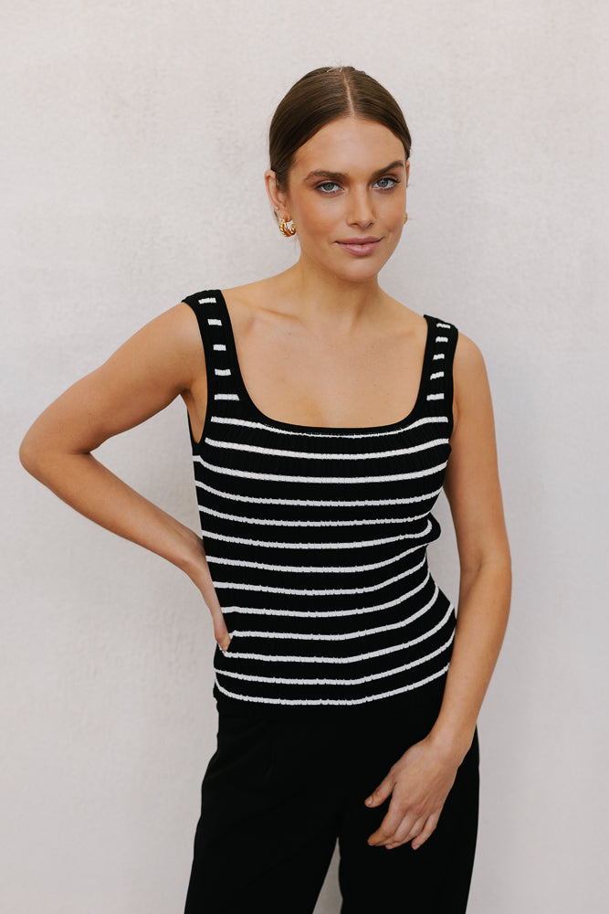 Flint Top - Black/Ivory Stripe