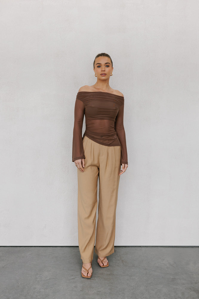 Foxx Off-the-shoulder Top - Brown