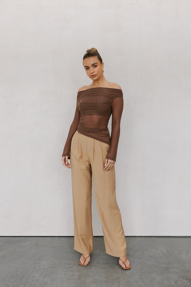 Foxx Off-the-shoulder Top Brown