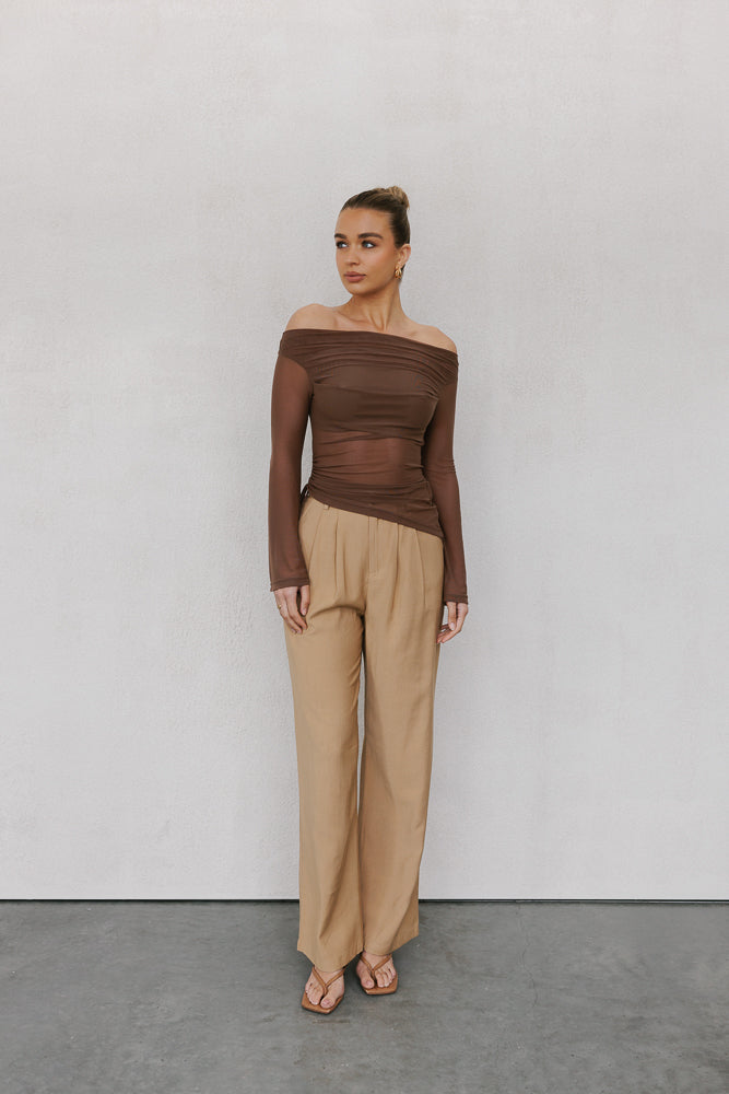 Foxx Off-the-shoulder Top - Brown