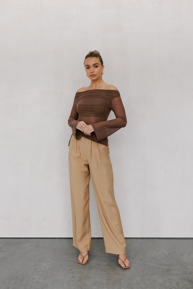 Foxx Off-the-shoulder Top - Brown