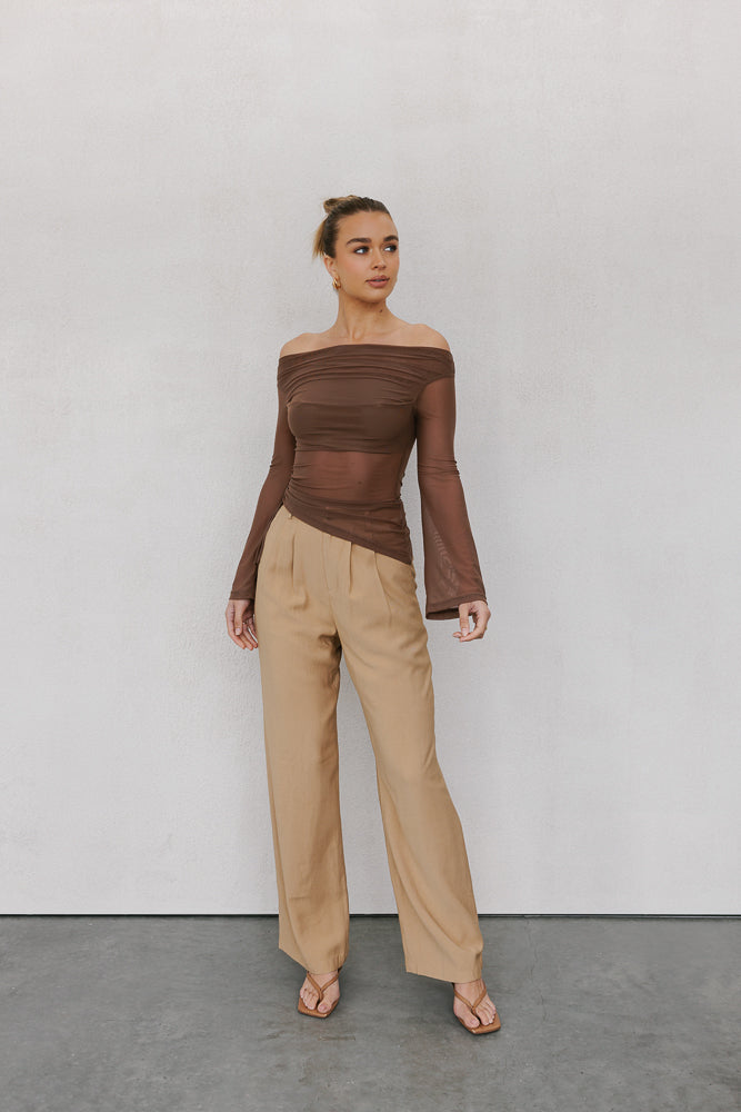 Foxx Off-the-shoulder Top - Brown
