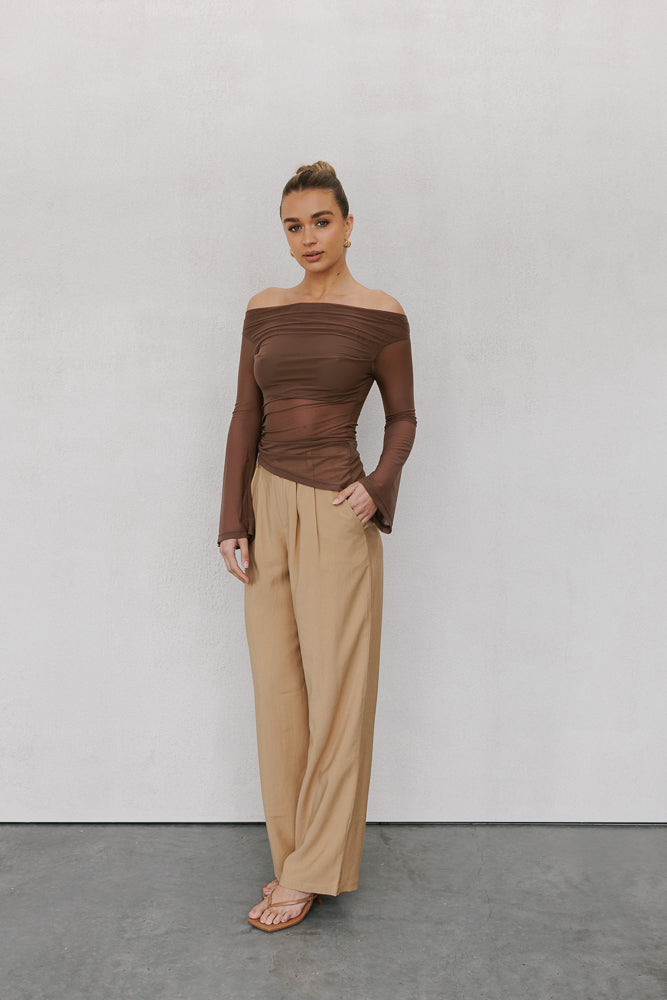 Foxx Off-the-shoulder Top - Brown