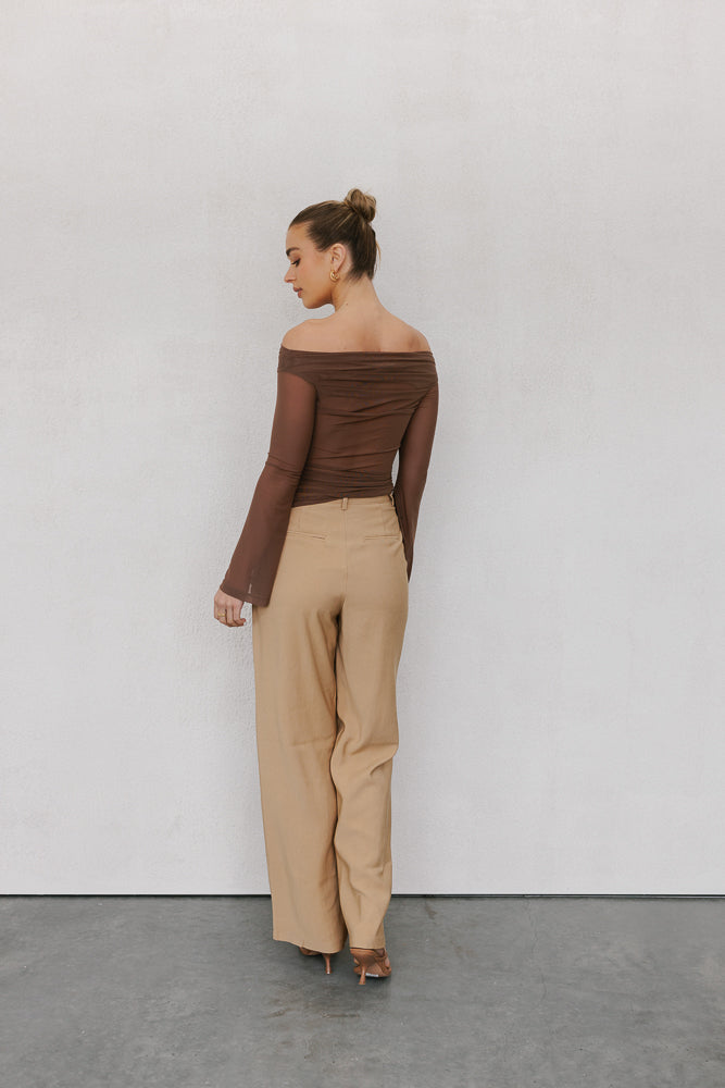 Foxx Off-the-shoulder Top - Brown