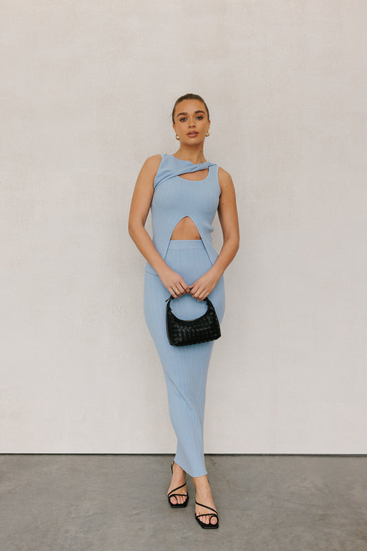 Whitlee Top - Baby Blue Knit