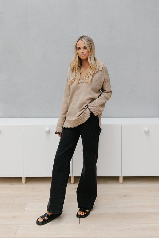 Glenna Jumper - Taupe/Black