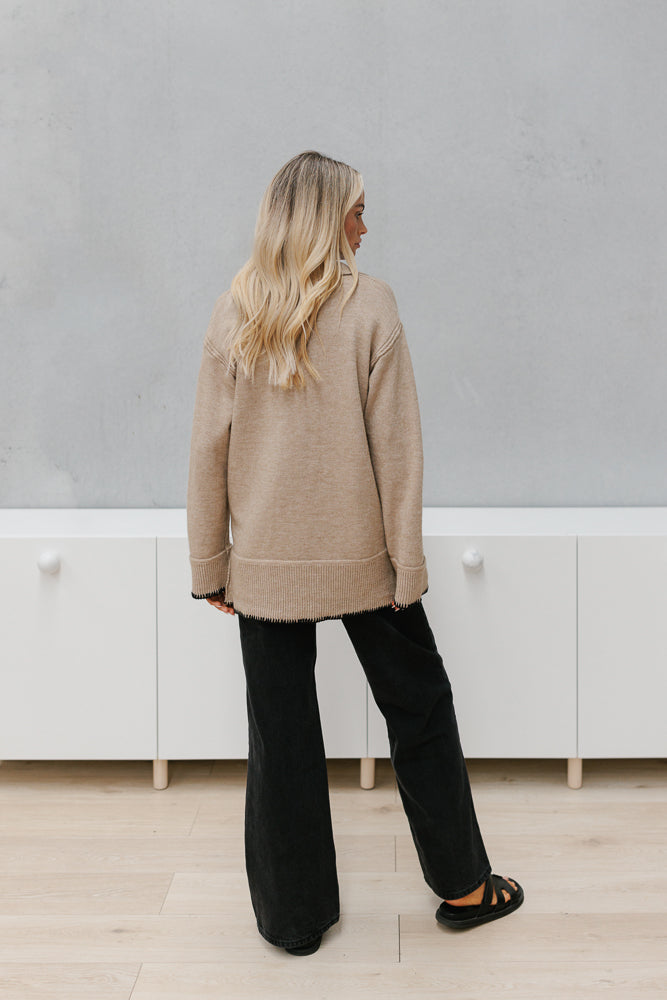 Glenna Jumper - Taupe/Black