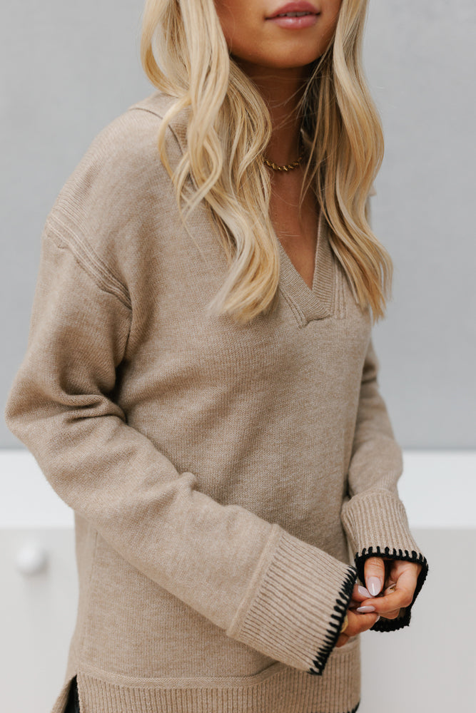 Glenna Jumper - Taupe/Black