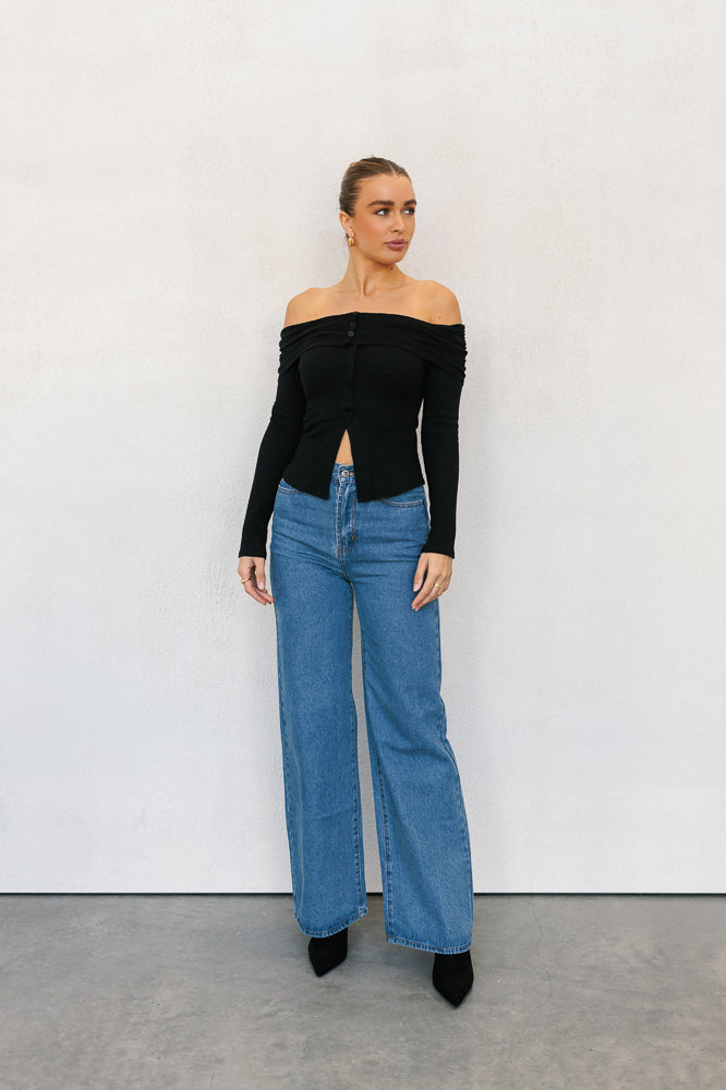Gloria Off-the-shoulder Top Black