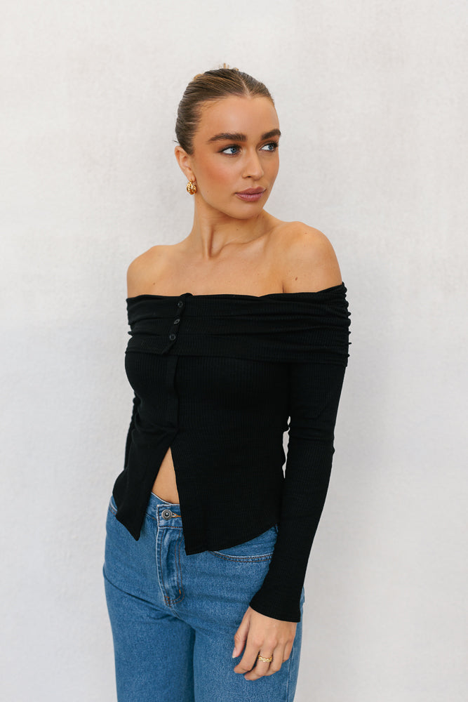 Gloria Off-the-shoulder Top Black