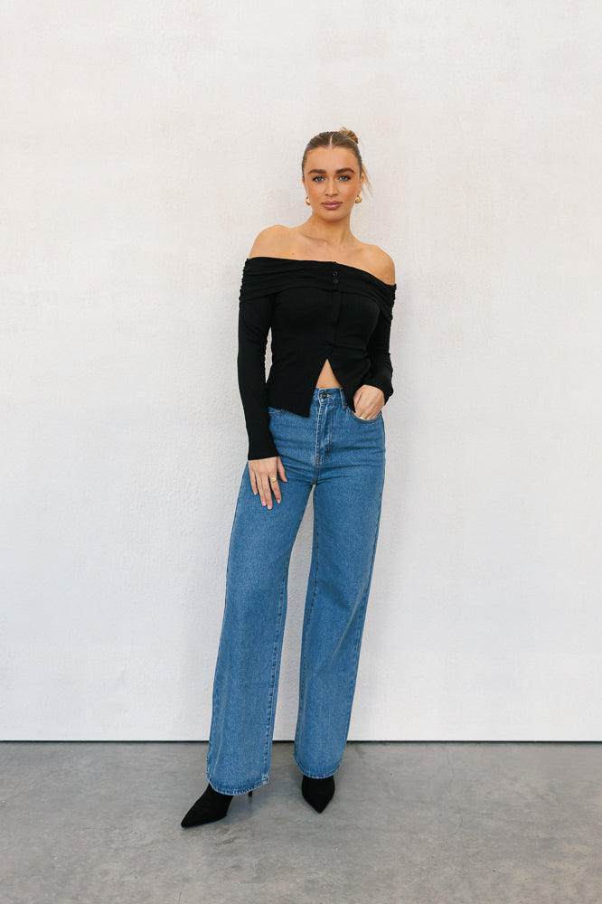 Gloria Off-the-shoulder Top Black