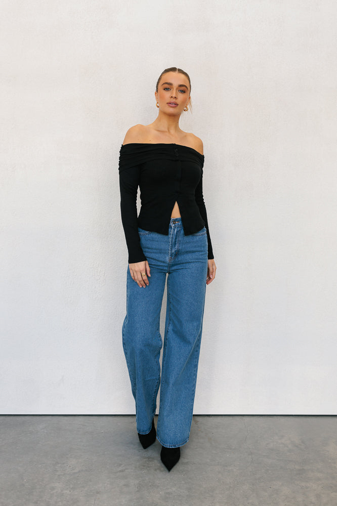 Gloria Off-the-shoulder Top Black