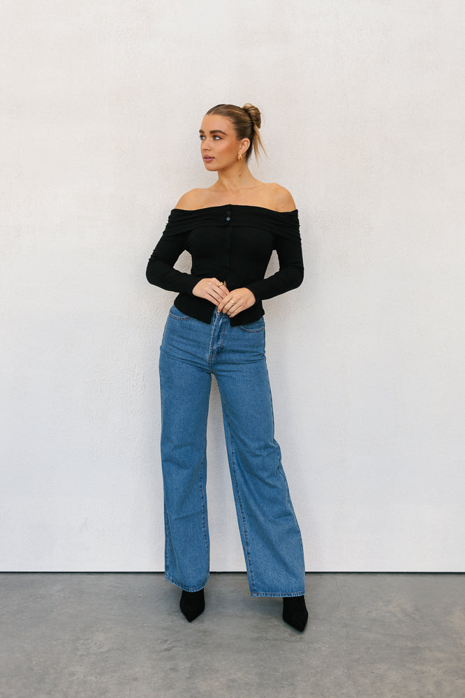 Gloria Off-the-shoulder Top Black