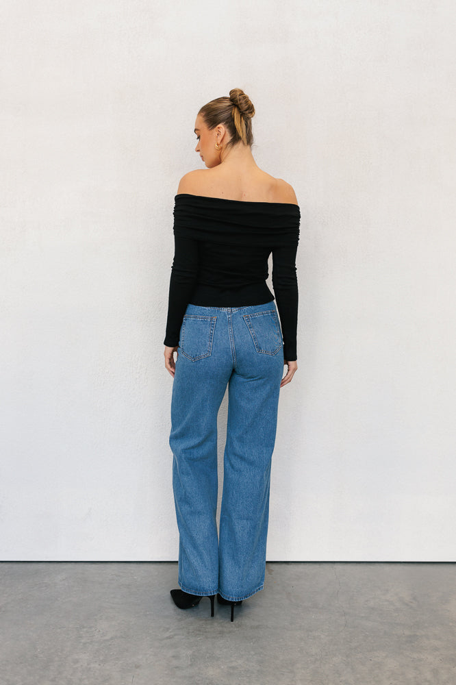 Gloria Off-the-shoulder Top Black