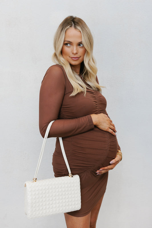 Phoebe Mini Dress - Chocolate Brown Mesh