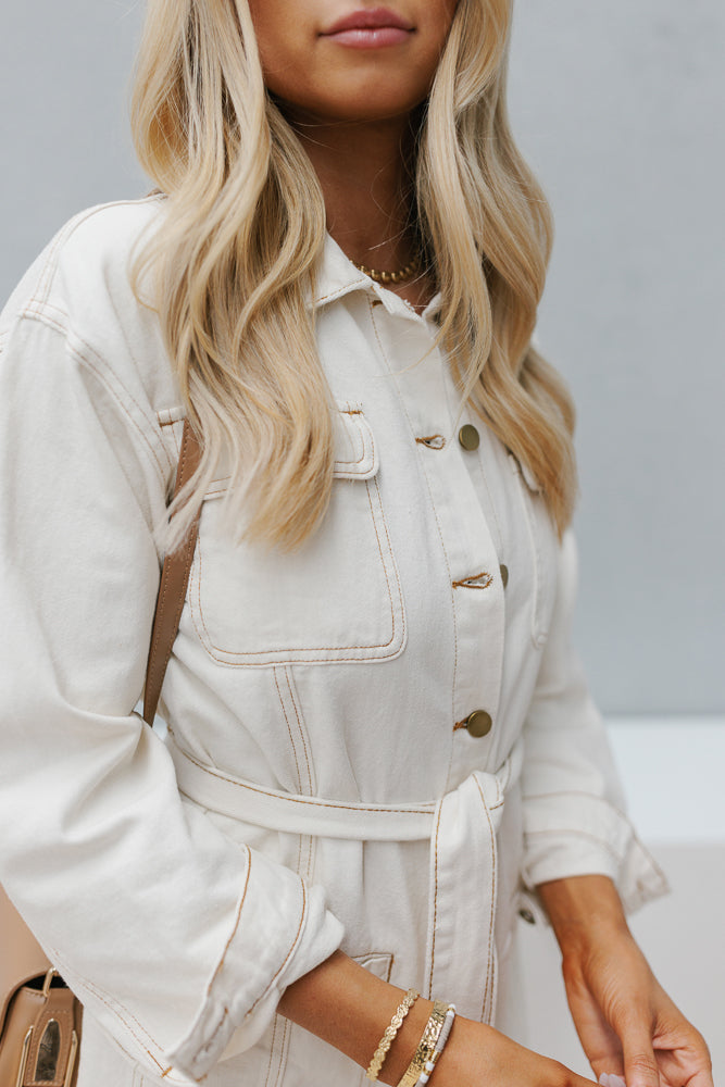 Promise Mini Dress - Sand Denim