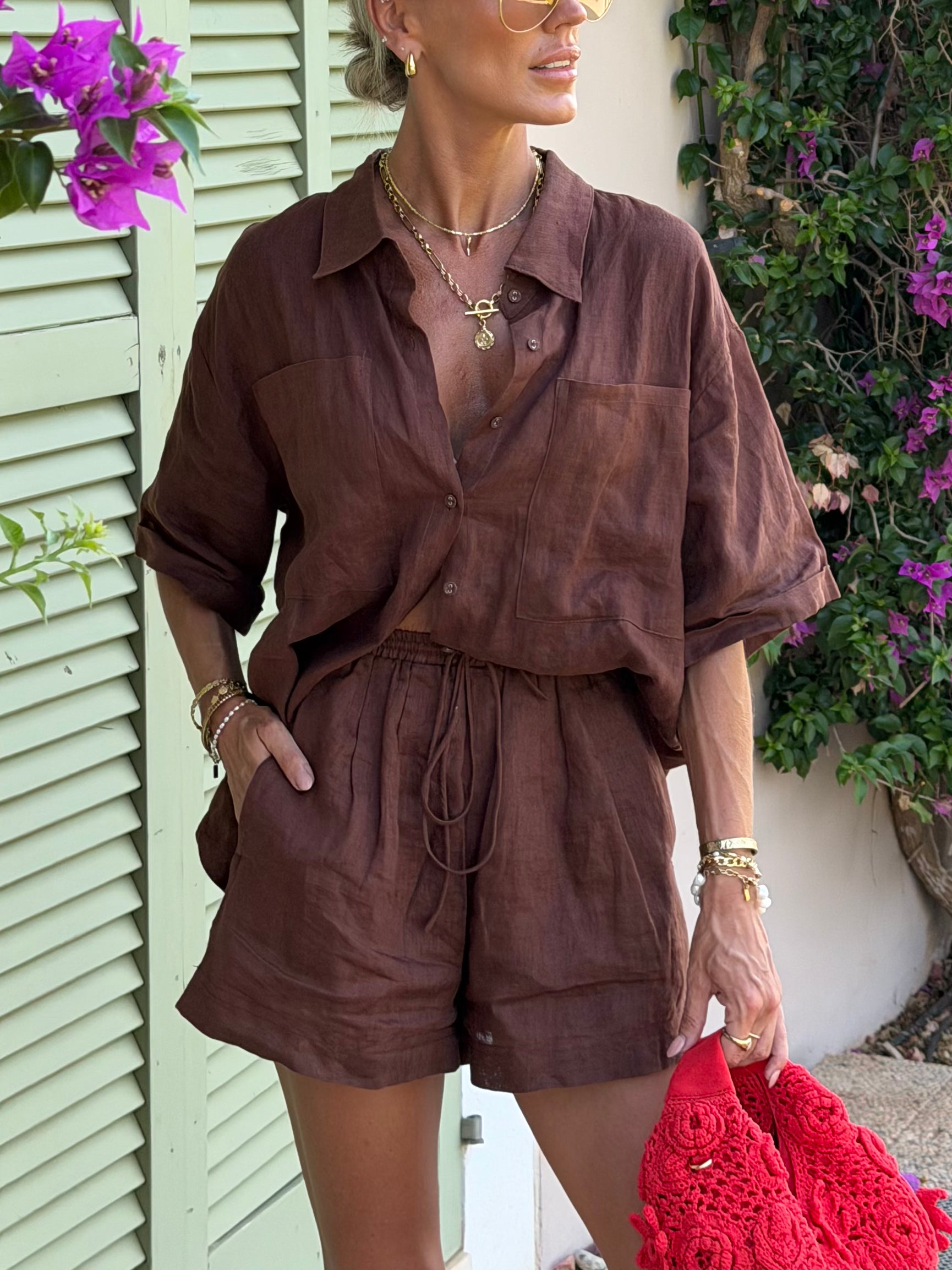 Santal Linen Shirt Chocolate