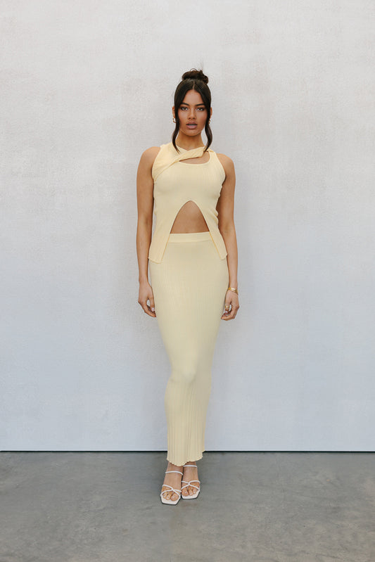 Hanna Maxi Skirt - Pastel Lemon Knit