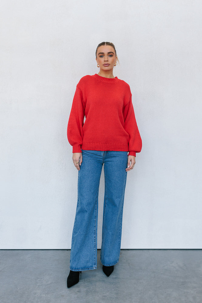 Matteo Knit Jumper - Red