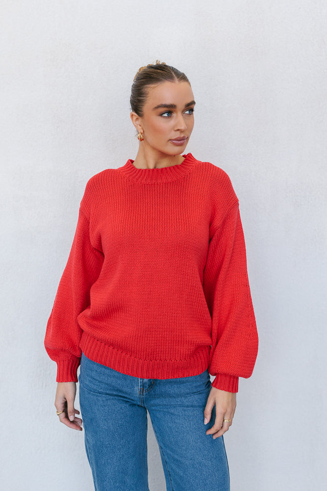 Matteo Knit Jumper - Red