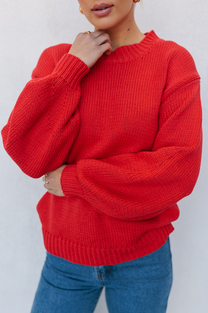 Matteo Knit Jumper - Red