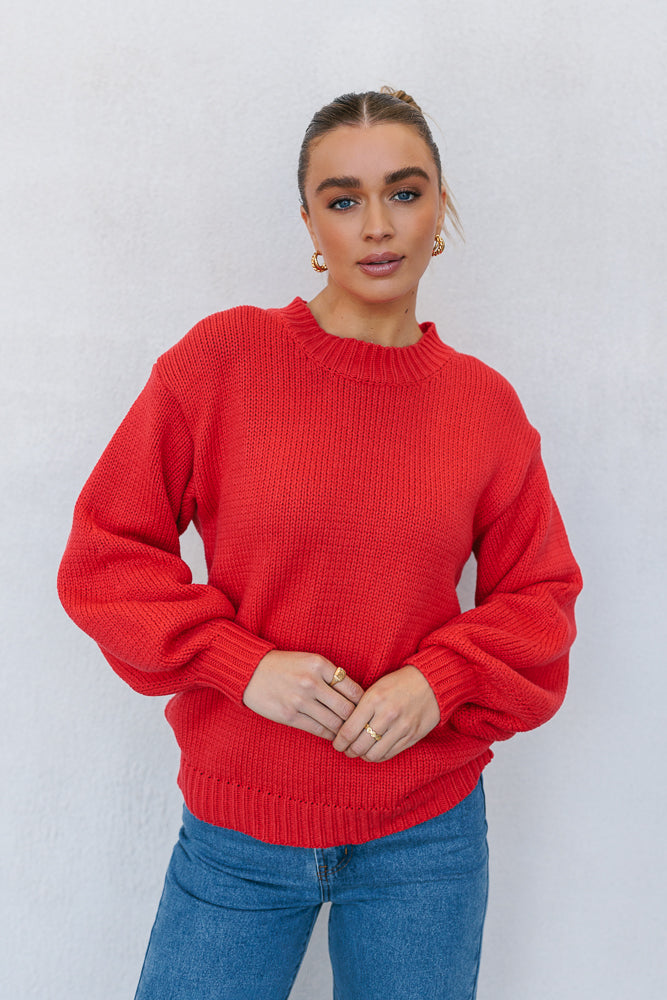Matteo Knit Jumper - Red