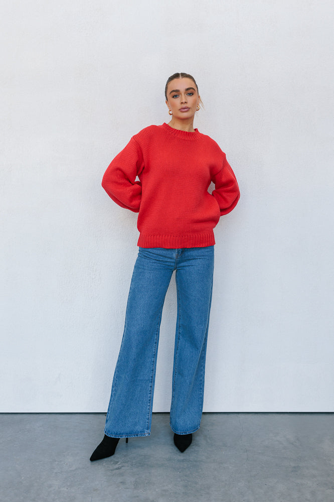Matteo Knit Jumper - Red