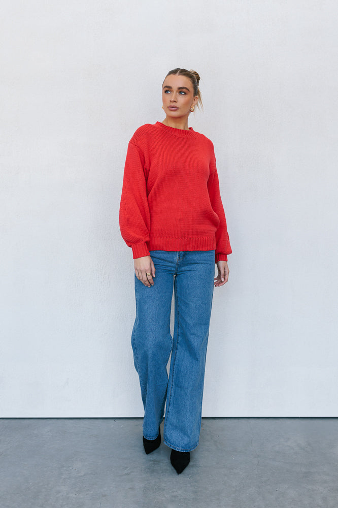 Matteo Knit Jumper - Red
