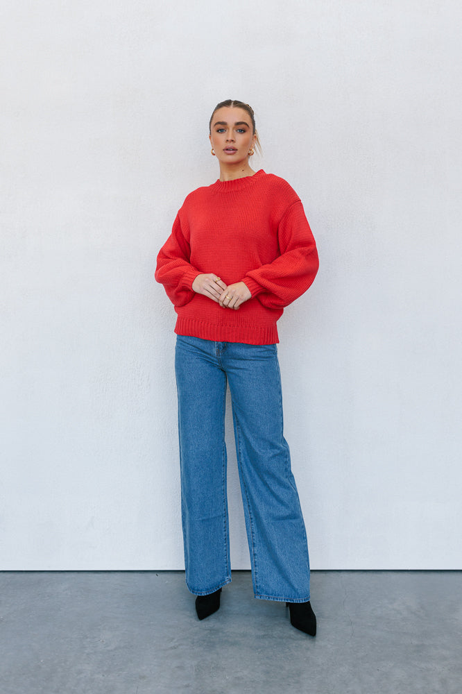 Matteo Knit Jumper - Red