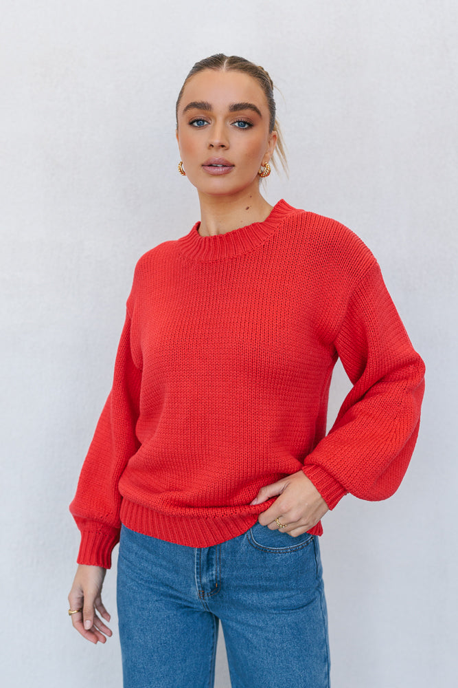 Matteo Knit Jumper - Red