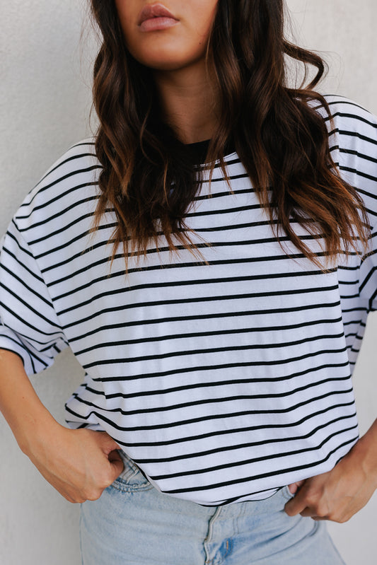 Kell Tee - White/Black Stripe