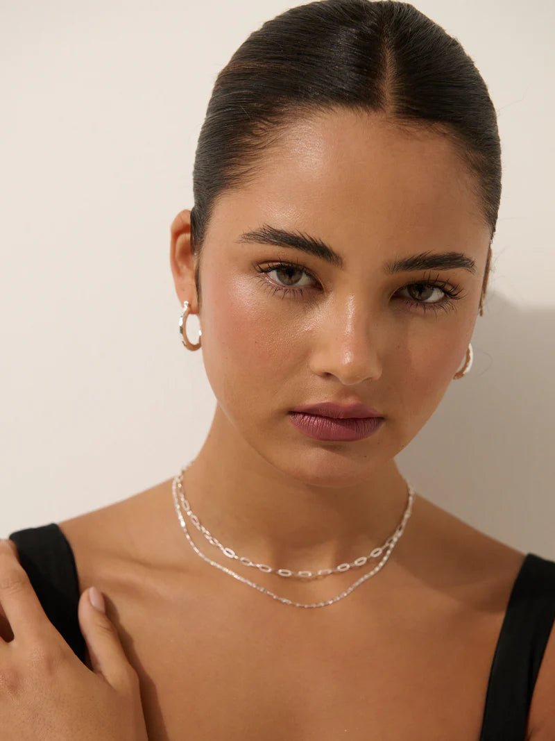 Luna Layered Necklace Silver