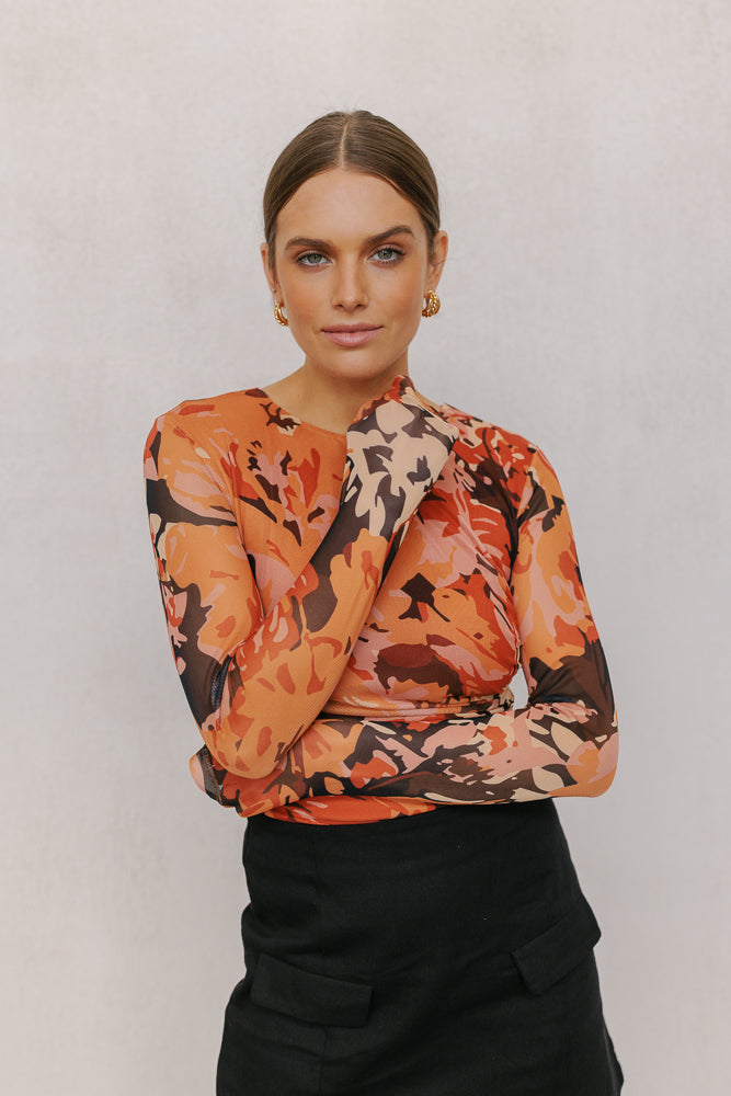 Genevieve Long Sleeve Top Autumn Floral