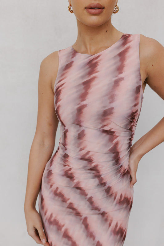 Kayla Maxi Dress - Berry Watercolour Mesh