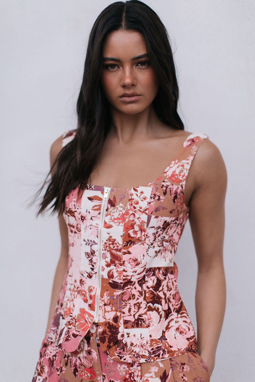 Finora Zip Top - Fleur Print