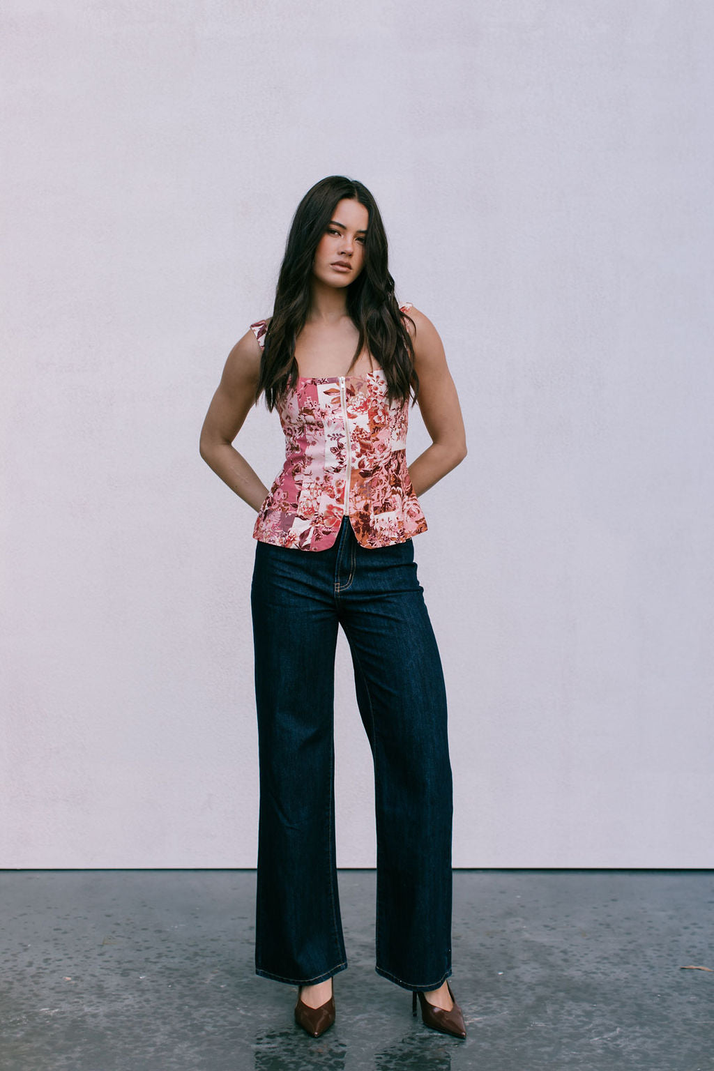 Finora Zip Top - Fleur Print